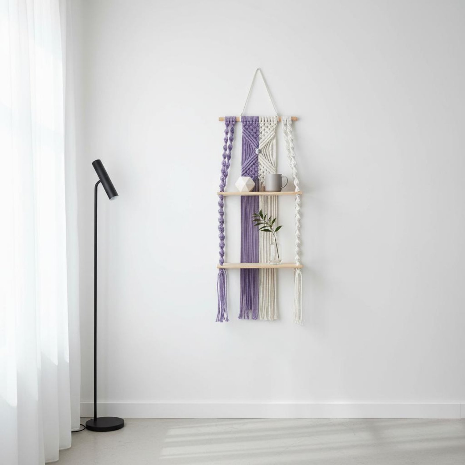 Macrame Wall Hanging - Étagère murale bohème facile à accrocher,