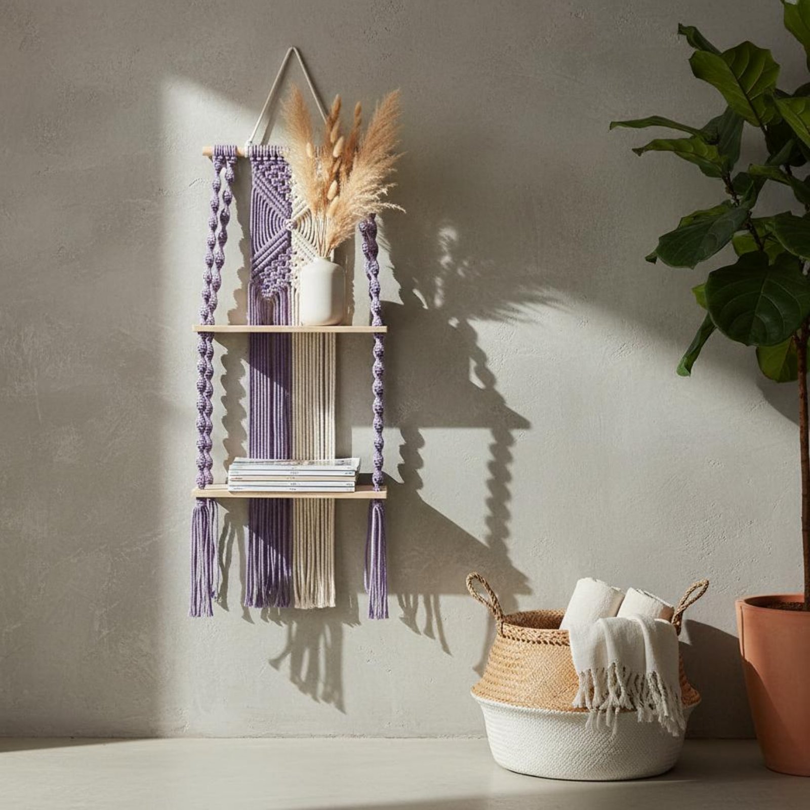 Étagère murale bohème en macra - Macrame Wall Hanging avis et prix